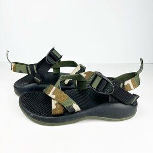 Chaco Z1 Ecotread Camo Camouflage Green Brown Single Strap Unisex Youth Sandals